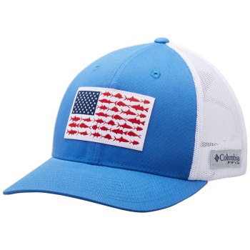 Columbia Muške Kape - PFG Mesh Snap Back Fish Flag Ball Plave Bijele | BIFZ-41238